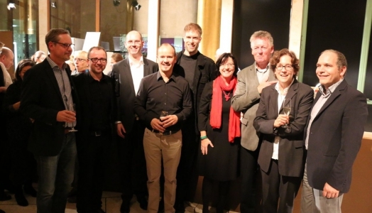 Vorstand Ernst Szebedits (Murnau-Stiftung) mit Musikern und Partnern vom Hessischen Rundfunk und ZDF/ARTE (© Beate Warkentien)